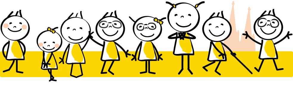 gezeichnete Schülerinnen und Schüler